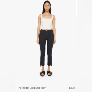 MOTHER The Insider Crop Step Fray Jeans in Not Guilty Black Denim Size 25 Preppy